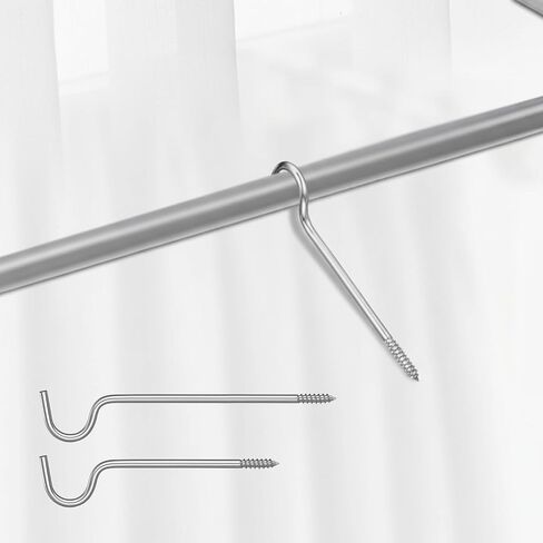 4 PCS Curtain Rod Support, Curtain Brackets, Curtain Rod Bracket, Silver Metal Center Support Without Screws for Long Curtain Poles Indoor Outdoor in Saudi Arabia
