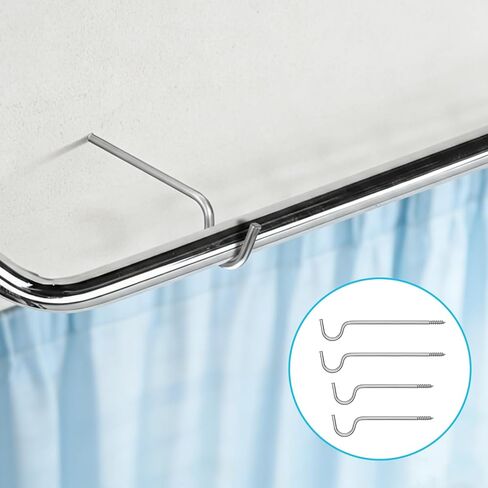 4 PCS Curtain Rod Support, Curtain Brackets, Curtain Rod Bracket, Silver Metal Center Support Without Screws for Long Curtain Poles Indoor Outdoor in Saudi Arabia