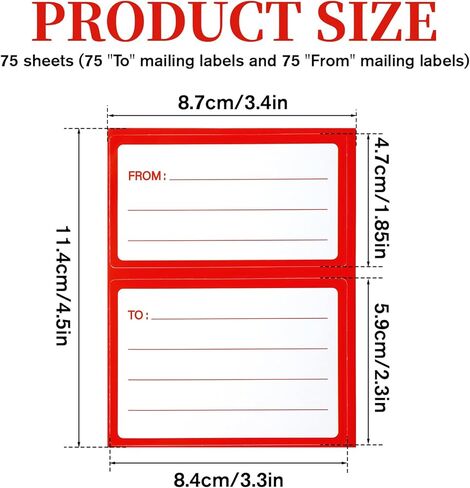 150 Pcs to from Return Address Mailing Labels, Self-Adhesive to/from Address Mailing Labels, 4.5x3.5 Inch Blank Mail Shipping Label Postage Guaranteed Stickers for Package Boxes in Saudi Arabia