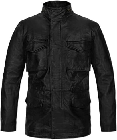 Men's Military M-65 Black Leather Jacket 100% Real Lambskin Leather Moto Biker Jacket in Saudi Arabia