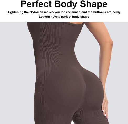 Jumpsuits for Women Workout Seamless Jumpsuit Yoga, Tummy Control Ribbed One Piece Romper Bodycon for Gym Workout Set in Saudi Arabia