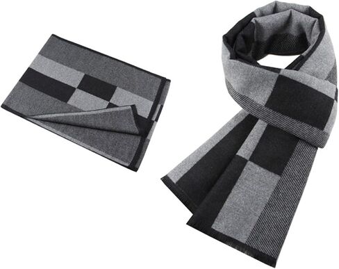 وشاح رجالي - وشاح شتوي دافئ طويل ناعم منقوش بشراشيب للرجال، مزيج أكريليك خفيف الوزن، أوشحة عصرية كلاسيكية للخريف والطقس البارد، إكسسوار هدية أنيق للرجال in Kuwait