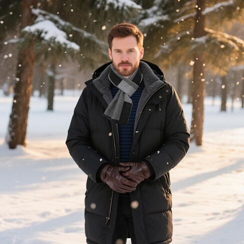 وشاح رجالي - وشاح شتوي دافئ طويل ناعم منقوش بشراشيب للرجال، مزيج أكريليك خفيف الوزن، أوشحة عصرية كلاسيكية للخريف والطقس البارد، إكسسوار هدية أنيق للرجال in Kuwait