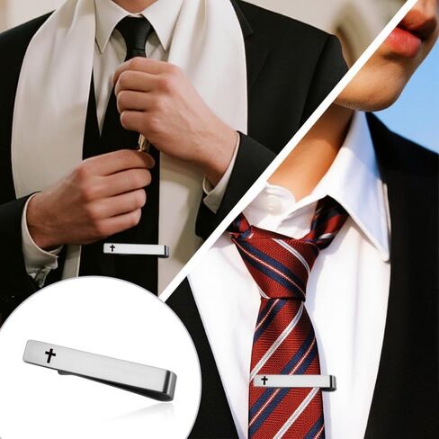 Cross Tie Clip for Men Pastor Officiant Tie Bar for Grandson Brother Son 1st First Communion Decorations for Boys Son Nephew Religious Confirmation Gifts for Boys Brother Grandson Cross Tie Bars in Saudi Arabia
