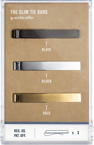 مجموعة السفر ذات الياقة المغناطيسية المتنوعة من Würkin Stiffs | حافظة محفظة جلدية سوداء | مجموعة مشبك شريط التعادل النحيف | مجموعة من 3 مشابك ربطة عنق مصقولة مقاس 1.65 بوصة | كما رأينا في Shark Tank in Kuwait