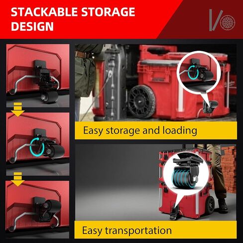 مجموعة عجلات أمامية معدنية مطورة تناسب ميلووكي 48-22-8427/8426 صندوق أدوات التدحرج - ملحقات لصندوق أدوات التغليف، تصميم قابل للطي لسهولة التخزين والشحن in Kuwait