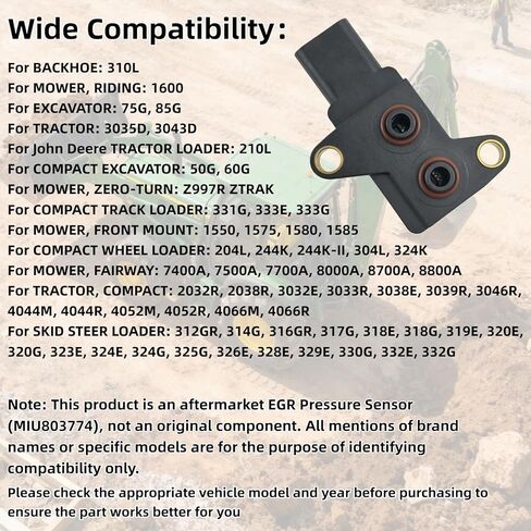 مستشعر الضغط EGR MIU803774 لجون ديري 310L 50G 331G 204L 75G 7400A - يستبدل 129978-12700 MIU802107 MIU802948 A-MIU803774 - مستشعر مناسب عالي الدقة in Kuwait