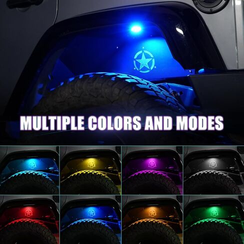 طقم بطانات الحاجز الداخلي الأمامي والخلفي مع ضوء نيون LED لـ 2007-2018 جيب رانجلر JK JKU 2/4 أبواب بشعار خمس نجوم in Kuwait