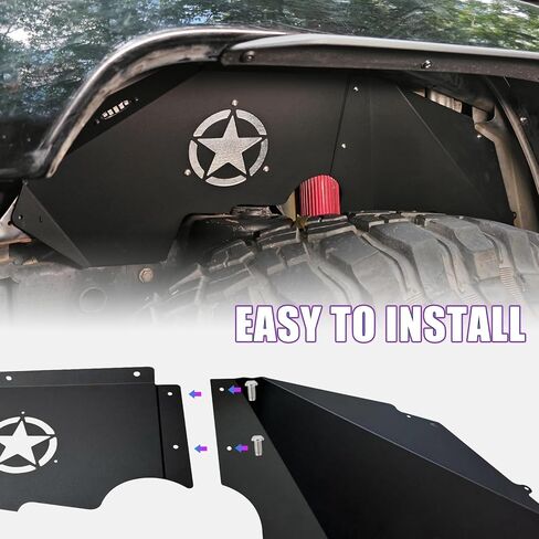 طقم بطانات الحاجز الداخلي الأمامي والخلفي مع ضوء نيون LED لـ 2007-2018 جيب رانجلر JK JKU 2/4 أبواب بشعار خمس نجوم in Kuwait