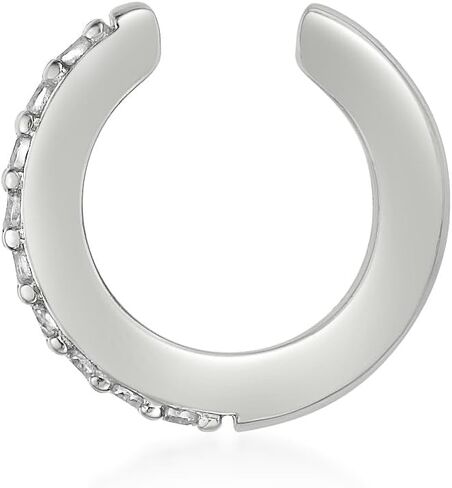 Lavari Jewelers Lab Grown Diamond Huggie Ear Cuff Earring for Women - Rhodium Plated 925 Sterling Silver Earrings for Her (F-G, VS1-VS2, 0.08 cttw) Open Non Piercing Hypoallergenic in Saudi Arabia