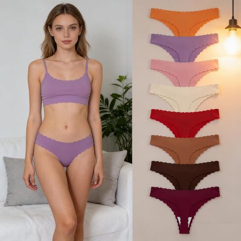 8 Pack Warm Color Thongs Womens Cotton Underwear Red Orange Pink Panties Soft Breathable Multipack Medium in Saudi Arabia