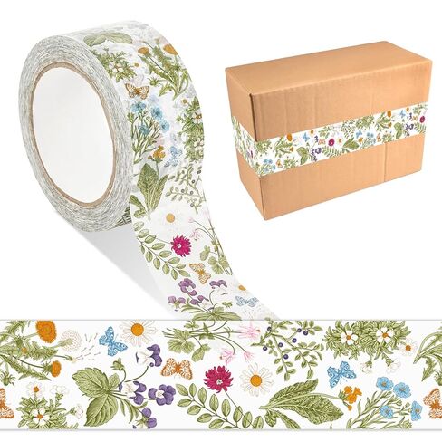 JarThenaAMCS 109 Yard Spring Packing Tape Vintage Wildflower Floral Decorative Sticky Wrapping Tape for DIY Crafts Small Business Sealing Boxes Mail Boxes in Saudi Arabia