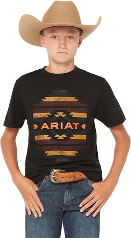 تي شيرت ARIAT للأولاد من Boot Barn Exclusive Zapoteco Southwestern برسومات بأكمام قصيرة وشعار in Saudi Arabia