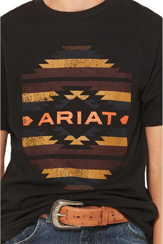 تي شيرت ARIAT للأولاد من Boot Barn Exclusive Zapoteco Southwestern برسومات بأكمام قصيرة وشعار in Saudi Arabia