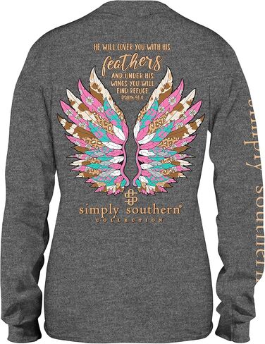 Simply Southern Youth - He Will Cover You with His Feathers - Wings - Long Sleeve in Saudi Arabia