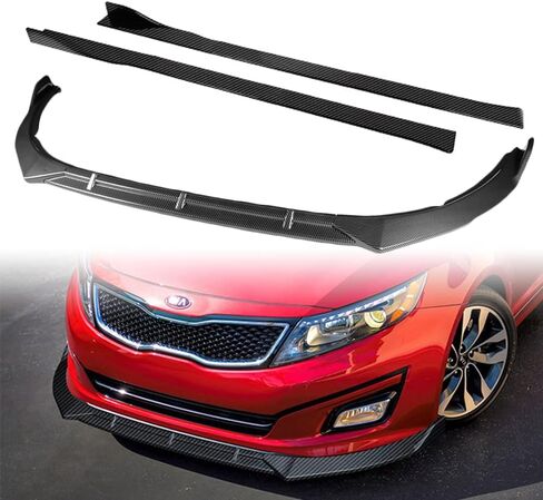 Q1-TECH, 9 PCS Front Bumper Body Kit Lip & Side Skirt Extensions Diffuser Set Compatible with 2014-2015 Kia Optima (Do Not Fit Hybrid Model), Spoiler Air Chin Body Splitter, Painted Carbon Fiber in Kuwait