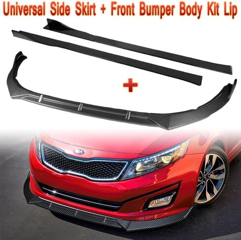 Q1-TECH, 9 PCS Front Bumper Body Kit Lip & Side Skirt Extensions Diffuser Set Compatible with 2014-2015 Kia Optima (Do Not Fit Hybrid Model), Spoiler Air Chin Body Splitter, Painted Carbon Fiber in Kuwait