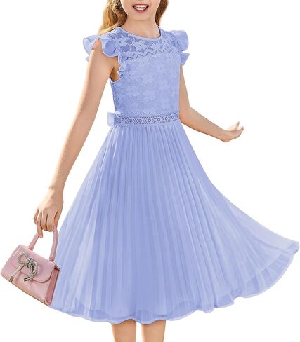 GRACE KARIN Teen Girls Wedding Guest Dresses Junior Bridesmaid Party Graduation Lace Pleated Flower Girl Dress Size 7-14 in Saudi Arabia