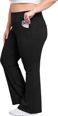 FOREYOND Plus Size Flare Leggings for Women with Pockets High Waist Yoga Pants Bootcut Bell Bottom Workout Leggings in Saudi Arabia