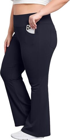 FOREYOND Plus Size Flare Leggings for Women with Pockets High Waist Yoga Pants Bootcut Bell Bottom Workout Leggings in Saudi Arabia