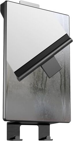 مرآة دش بدون ضباب من HONEYBULL للحلاقة - مرآة مضادة للضباب للاستحمام مع خزان مياه، حامل خطاف لاصق، حامل ماكينة حلاقة إضافي وممسحة - للرجال والنساء، ملحقات حمام صغيرة (أسود) in Kuwait