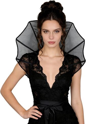 Gothic Victorian Lace Stand Up Collar with Boning Vampire Queen Neck Collar for Halloween Cosplay in Saudi Arabia