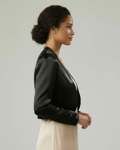 BOLEROSE Formal Long Sleeve Satin Bolero Shrug Occasion Jacket in Saudi Arabia