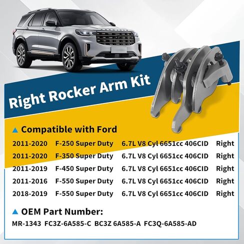 FC3Z-6A585-C 6.7L Right Rocker Arm with Bolt Kit For 2011-2020 Ford F-250 F-350 F-450 F-550 Super Duty V8 Diesel engine Replace FC3Q-6A585-AD BC3Z 6A585-A MR-1343 in Saudi Arabia