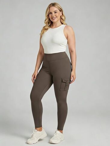 Womens Yoga Pants Gym Workout Cargo Leggings with Pockets Hidden Scrunch Butt Lifting Compression in Saudi Arabia