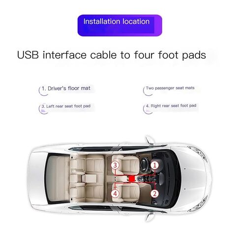 ضوء جو قدم السيارة USB واحد إلى أربعة مقبس أحادي اللون تعديل لاسلكي (أزرق) in Kuwait