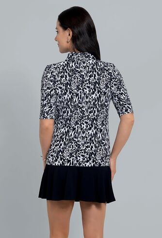IBKUL Athleisure Wear واقي من الشمس بعامل حماية من أشعة الشمس 50+ Icefil Cooling Karen Print Ruched الكوع ياقة ماندرين - 41110 in Kuwait