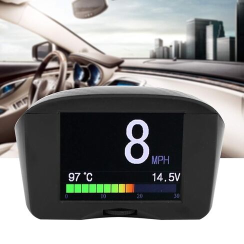 Car HUD OBD Smart Digital Meter Multi Function Voltage Temperature Gauge Large LCD Screen for Safe Driving ABS Material 95x90x75mm in Saudi Arabia