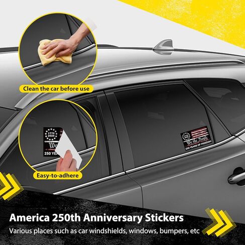 ملصق ممتص للصدمات للذكرى السنوية الـ 250 لأمريكا، ملصق وطني للحرية لمدة 250 عامًا، للسيارات والشاحنات ونافذة الكمبيوتر المحمول وشارات مقاومة للماء (4 قطع) in Saudi Arabia