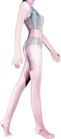 LESOYA للرجال مثير 8D لامع لامع كامل بوديستوكينج نايلون شفاف قفازات الاصبع ارتداءها Catsuit مع الحقيبة غمد in Kuwait