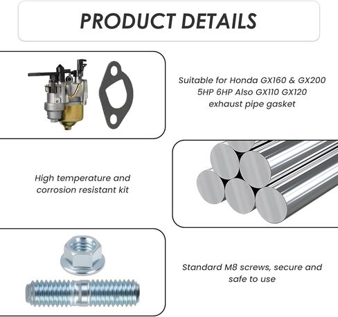 Predator 212 Exhaust Muffler Gasket Kit, 212cc Non-Hemi Carb Exhaust Pipe Mounting Hardware Studs Set Compatible with CT200U CT200U-EX BT200X MB200 ATVs Go Karts Mini Bike Engine in Saudi Arabia