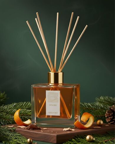 موزع روائح هينوكي ريد - رائحة فندق ريوكان اليابانية الفاخرة، عطر زن فورست السرو وخشب الأرز، مجموعة هدايا العلاج العطري في المنتجع الصحي المنزلي، 6.4 أونصة سائلة (خشب هينوكي) in Kuwait