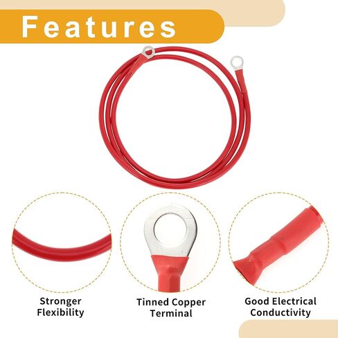 1 قطعة 8 AWG مقياس البطارية العالمية العاكس كابل لسيارة مركبة قارب RV كابل البطارية الشمسية المعلبة النحاس الأحمر 4.5FT 3/8 "العروة 5/16" العروة in Kuwait