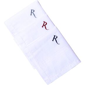 منديل HB الأولي بحروف للرجال، مجموعة متنوعة من 3 قطع مطرزة من القطن الخالص مقاس كينج مجموعة هدايا منديل أبيض in Kuwait