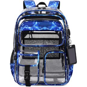 حقيبة ظهر شفافة للمدرسة، حقيبة ظهر شفافة للمناسبات، حقيبة كتب شفافة شديدة التحمل للفتيات والأولاد والعمل والرياضة باللون الأزرق الفاتح in Kuwait
