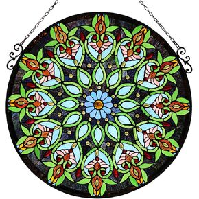 لوحة نافذة من الزجاج الملون على الطراز الفيكتوري من Chloe Lighting Arabella Tiffany بعرض 26 بوصة، متعددة الألوان in Kuwait