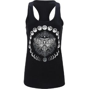 Pretty Attitude Moth and Moon Phases Gothic Shirt – Witchy Dark Aesthetic Lunar Tank Top in Saudi Arabia