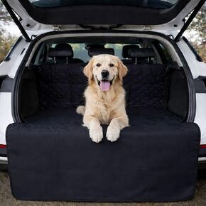 Waterproof SUV Dog Cargo Liner Mat - Heavy Duty Pet Seat Cover for SUV Sedan Van, Non-Slip Back Trunk Protector with Bumper Guard, Large Universal Fit (Black) (CHBX-D-01) in Kuwait