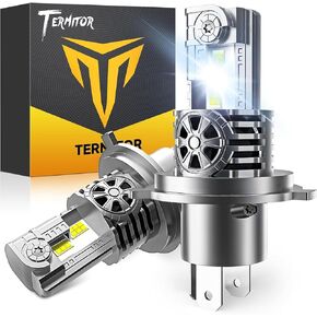 لمبة إضاءة H4/9003/HB2 مطورة، شعاع عالي/منخفض، 50000LM 1000% أكثر سطوعًا، 6500K أبيض بارد، مصابيح ضباب H4 9003 مع مروحة تبريد، حجم هالوجين 1:1، حزمة من مجموعتين من مصابيح وقوف السيارات in Kuwait