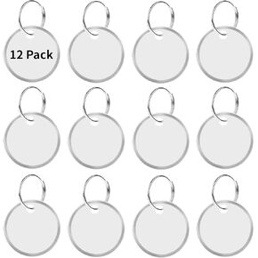 12 حزمة من علامات المفاتيح مقاس 1 بوصة - علامات سلسلة مفاتيح مستديرة، ملصقات ورقية بيضاء قابلة للكتابة مع حواف معدنية وحلقات مقسمة، معرفات عناصر رئيسية قوية وخفيفة الوزن in Kuwait