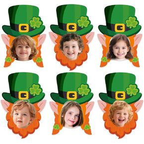 50Pcs St. Patrick's Day DIY Cutouts, March Leprechaun Suit and Dress Paper Cutting Green Irish Bulletin Board Decor with DIY Photo Space for Classroom Party Wall Decor in Kuwait
