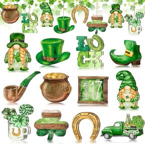 24 قطعة من زخارف عيد القديس باتريك الخشبية لشجرة الحظ الأخضر البرسيم الحلي قبعة إكليل شاحنة البيرة ساعة النفل معلقة الزينة الأيرلندية عيد القديس باتريك حلي معلقة لديكور الحفلات in Kuwait