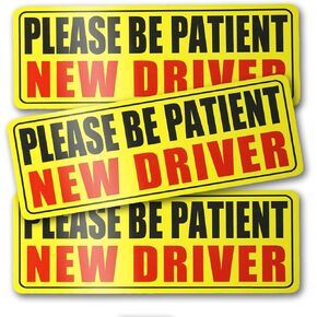 3Pcs Safety Warning Magnet for Car, Please Be Patient New Driver, 3Pcs New Driver Magnet Safety Warning Magnetic Reflective Rookie Driver Bumper Sticker,Car Exterior Accessories in Kuwait
