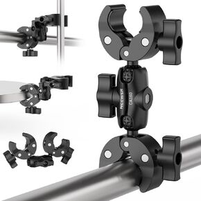 NEEWER Double Super Clamp Camera Mount with Dual Ball Head Magic Arm, Cold Shoes, 1/4" ARRI Locating Holes, Action Camera Mount LED Light Holder for Desk Rods Compatible with SmallRig GoPro DJI, UA036 in Saudi Arabia