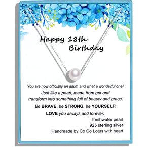 18th Birthday Gifts for Girls, Single Pearl Necklace Crafted with 6mm Freshwater Cultured Pearl and Sterling Silver Adjustable Cable Chain, Gifts for Teenage Girls in Kuwait