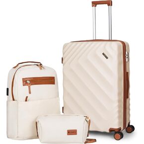 مجموعة أمتعة مكونة من 3 قطع حقيبة قابلة للتوسيع مقاس 22 × 14 × 9 معتمدة من شركة الطيران، حقائب صلبة ABS مع عجلات دوارة، قفل TSA، (أسود، مجموعات من 3 قطع (20/BP/TB)) in Kuwait